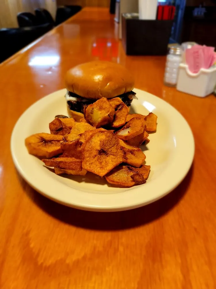 Hamburger Steak Sandwich and Oven Fries